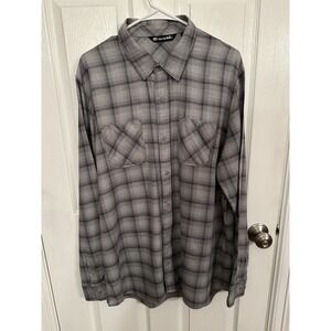 Travis Mathew Shirt Mens XL Gray Plaid Long Sleeve Button Up Casual Golf